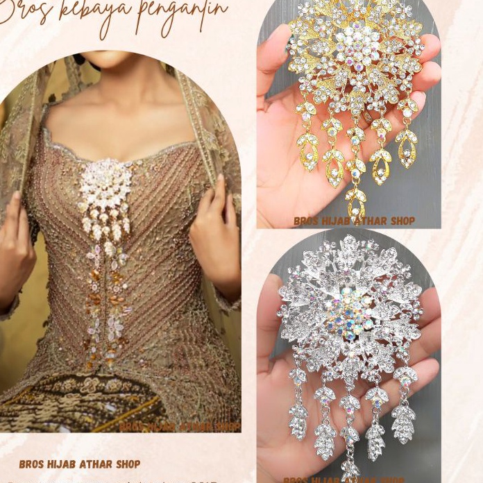PLKX0178 【FSASH SALE】 Bros Kebaya Pengantin/Bross Besar/Bros Bunga Juntai /Bros Mewah Kutubaru Emas 