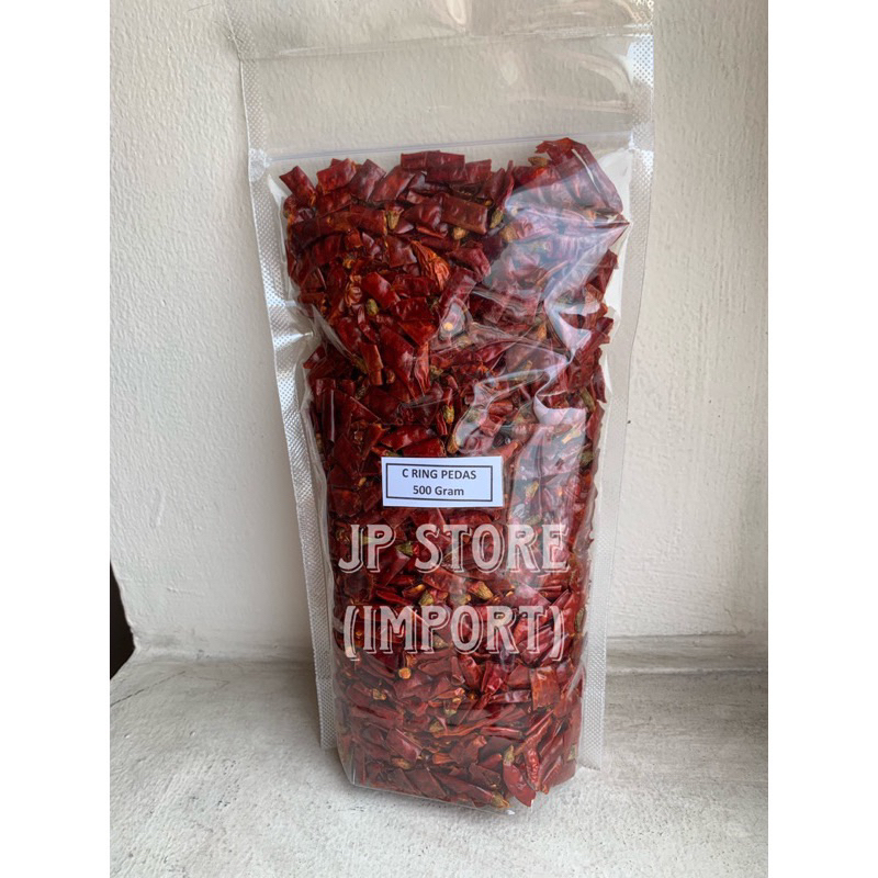 

Cabe Kering Potong Pedas / Cabe Ring / Chili Ring PREMIUM QUALITY 500gr