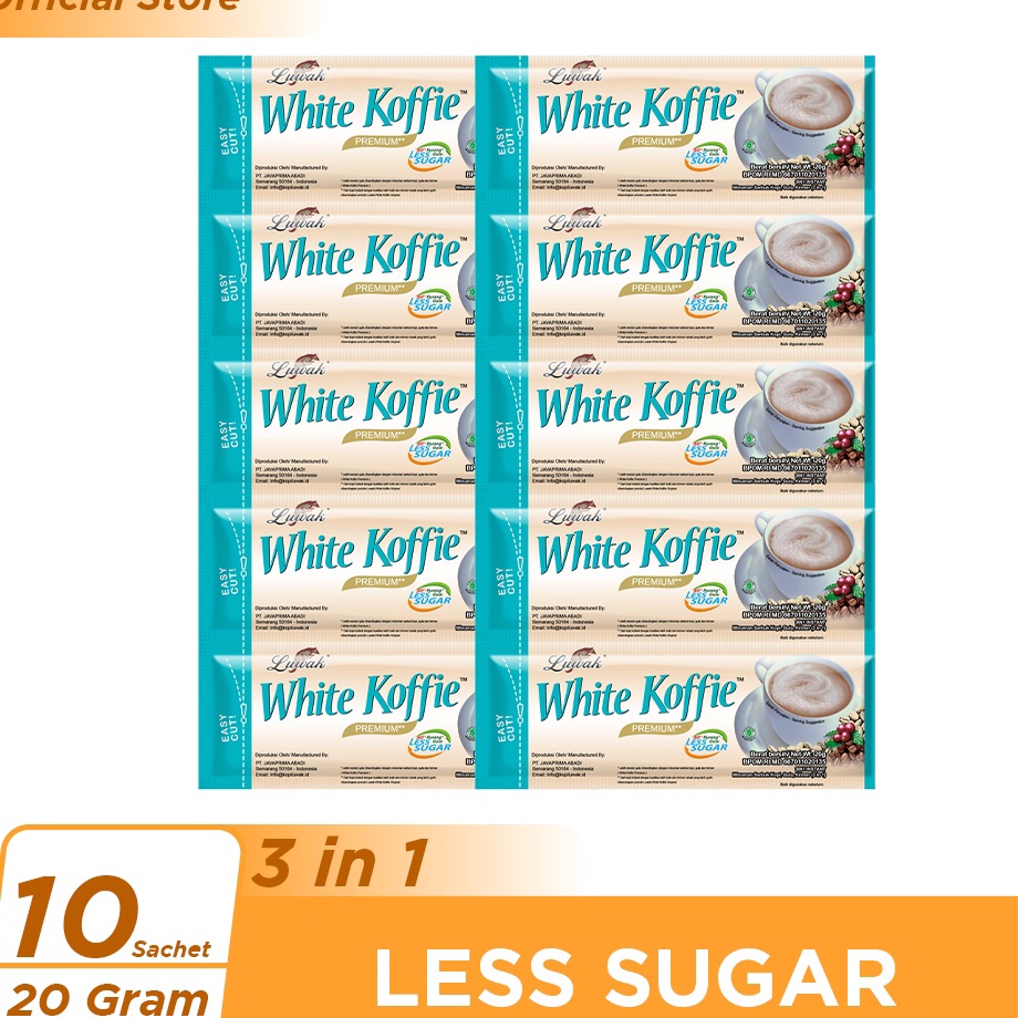 

Kopi Luwak White Koffie Less Sugar Renceng 10x20gr