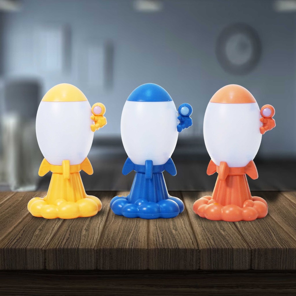 Lampu Meja Bentuk Roket Lampu Tidur LED Karakter Lampu Unik Lucu