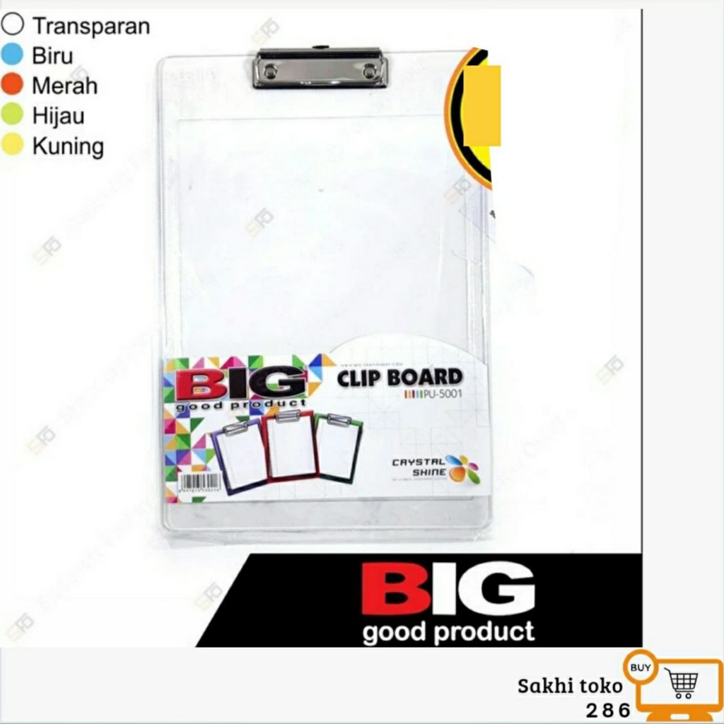 

Papan Ujian F4 Transparan Big 5001 - Clipboard Transparan Plastik - Biru