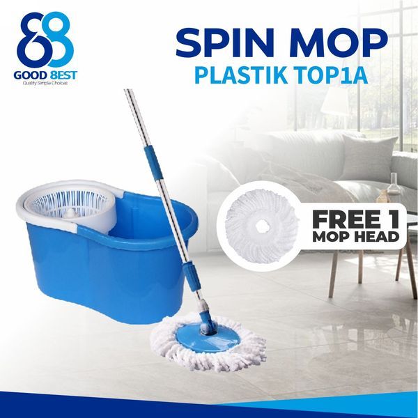 Spin Mop Putar / Alat Pel Putar Lengkap/ Alat Pel Praktis Dilengkapi Ember Dan Free Kain Mop