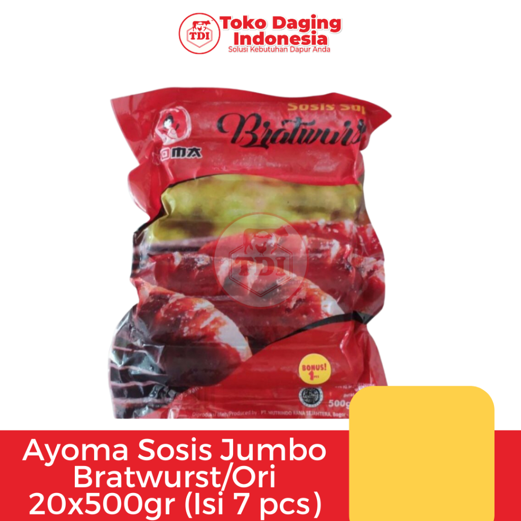 

Ayoma Sosis Jumbo Bratwurst/Ori 20x500gr (Isi 7 pcs)