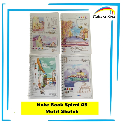 

Note Book Spiral A5 | Spiral Book Motif Sketch Kekinian