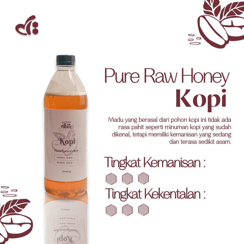 

Madu mentah murni dbee Pure Raw Honey KOPI 325gram/1000gr