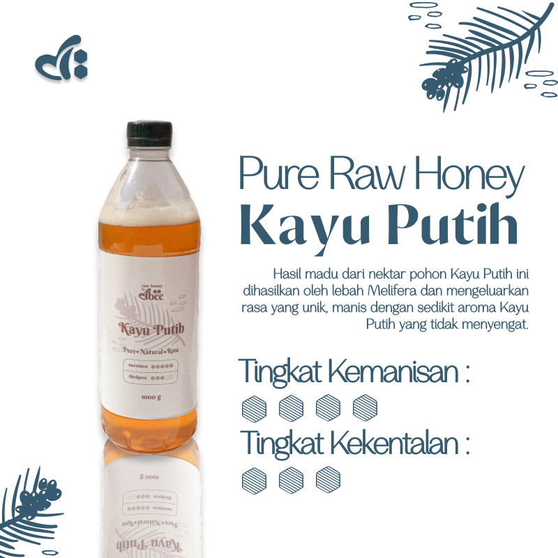 

Madu mentah murni dBee Pure Raw Honey KAYU PUTIH, netto 1.000 gram/325gr