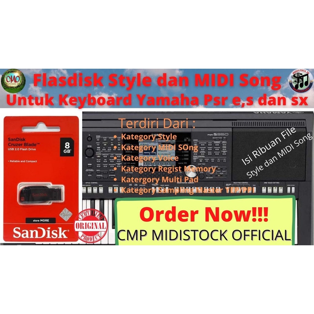 FLASDISK STYLE DAN MIDI SONG UNTUK KEYBOARD Yamaha PSR ALL SERIES PSR e,s,sx dan techno t9800