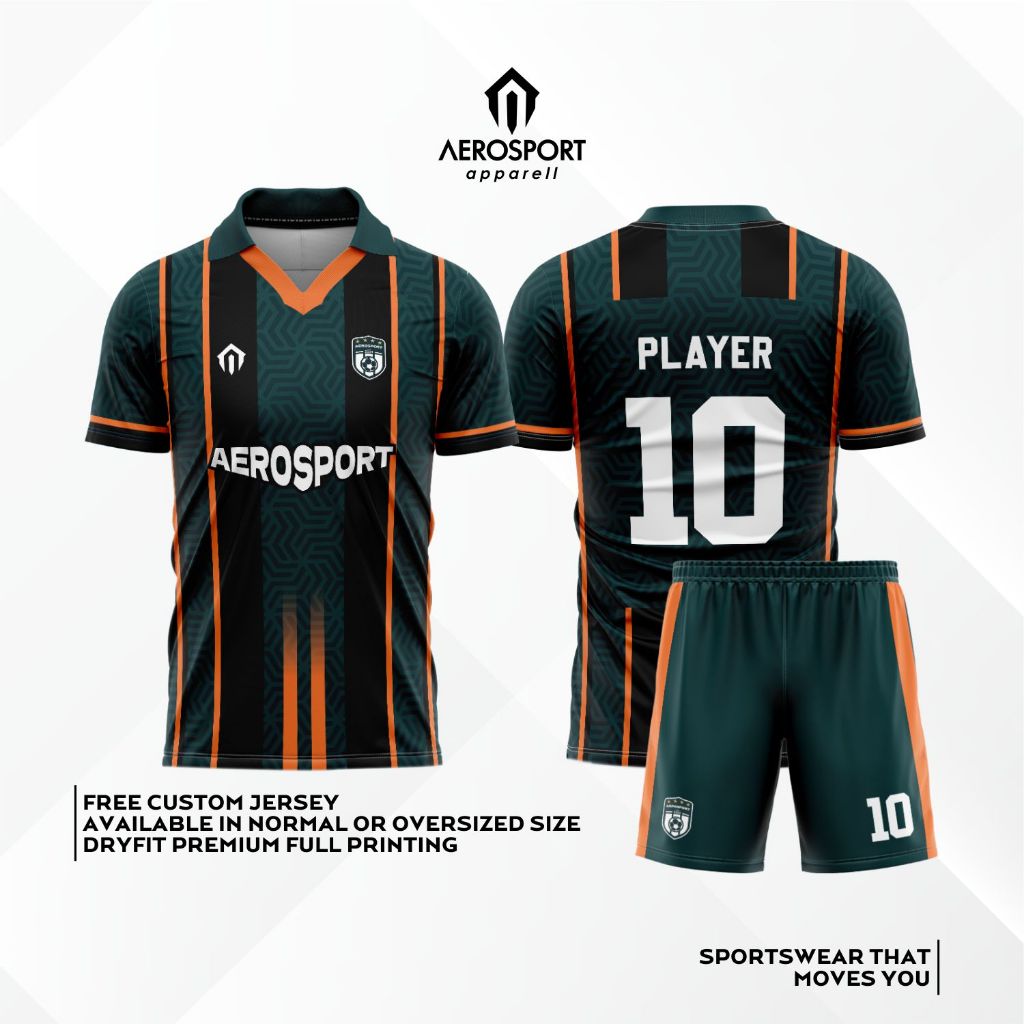 Jersey Futsal RINGGOGREEN RETRO berkerah Full Printing Dryfit Premium Aerosport Bisa Satuan