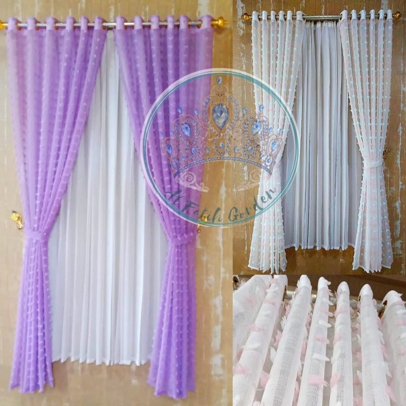 Gorden Jendela Rumah Minimalis vitrase Rubyah Putih Pink Ungu Smokring Model