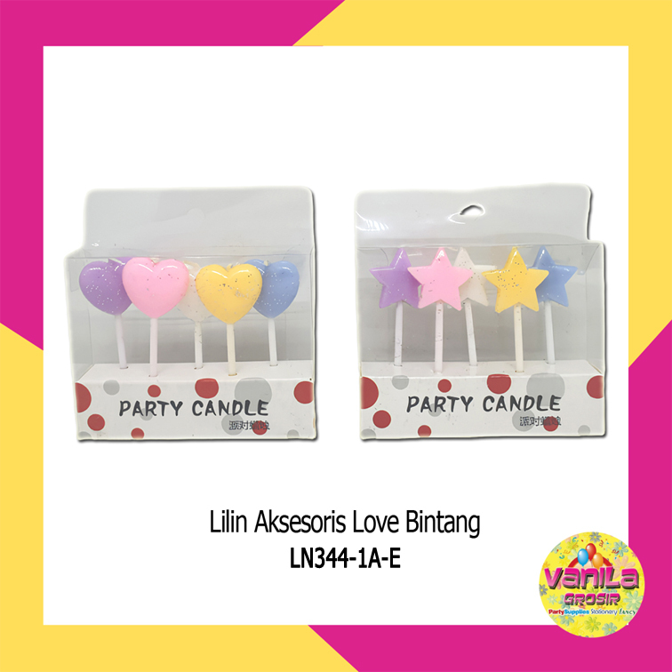 Lilin Aksesoris Love Bintang, lilin ultah, lilin ulangtahun, lilin hiasan, lilin ultah, hiasan kue