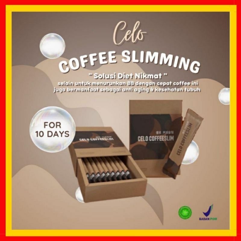 CELO COFFEE SLIMMING | Kopi Diet AMPUH 5 JAM TURUN 1 KG / CELO COFFEESLIM 1 BOX ISI 10 PCS / ISI 10 