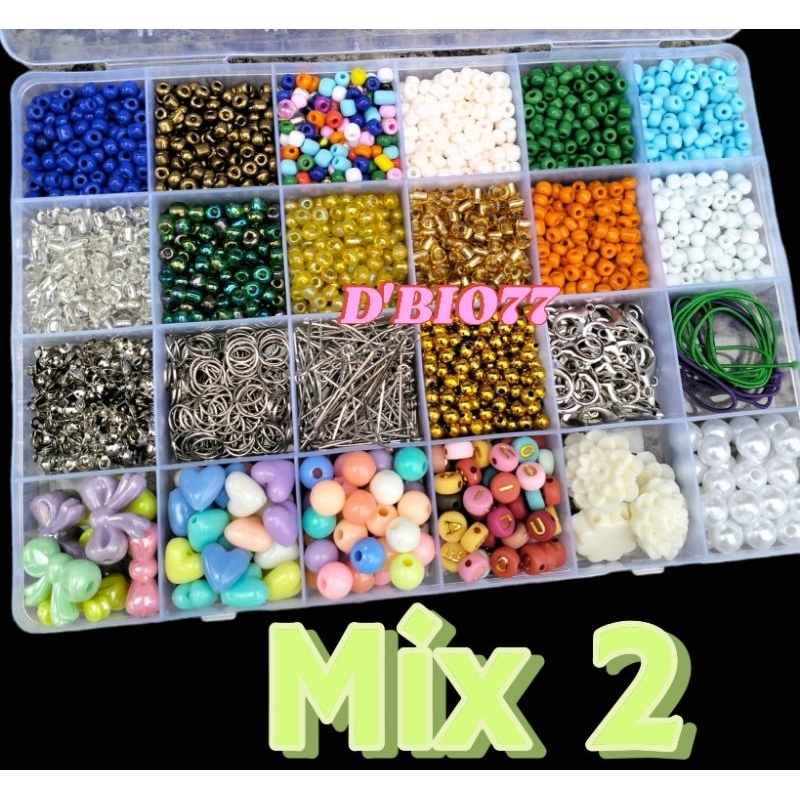 Set Manik Manik Free talielastis+gunting DIY Aesthetic Mute payet Meronce kalung gelang