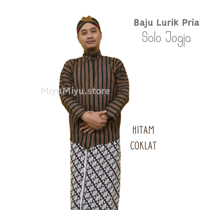 Baju Surjan Lurik Pria Baju Adat Jawa Surjan Lurik Pria Hitam Coklat Sorjan Tenun