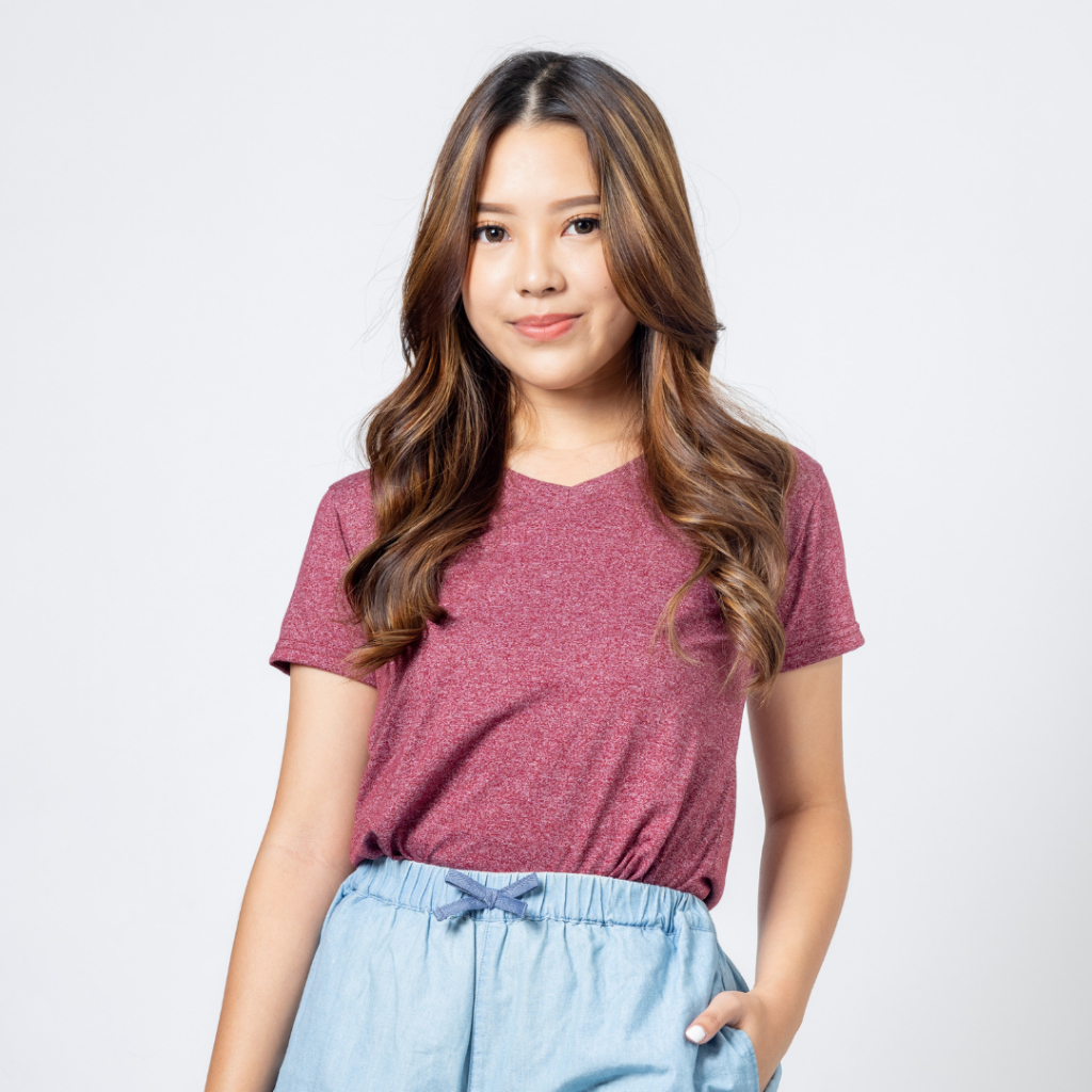 SF V Neck Shiro Wanita/Kaos Katun/Kaos Motif/Katun Premium/SOUTH FORMED