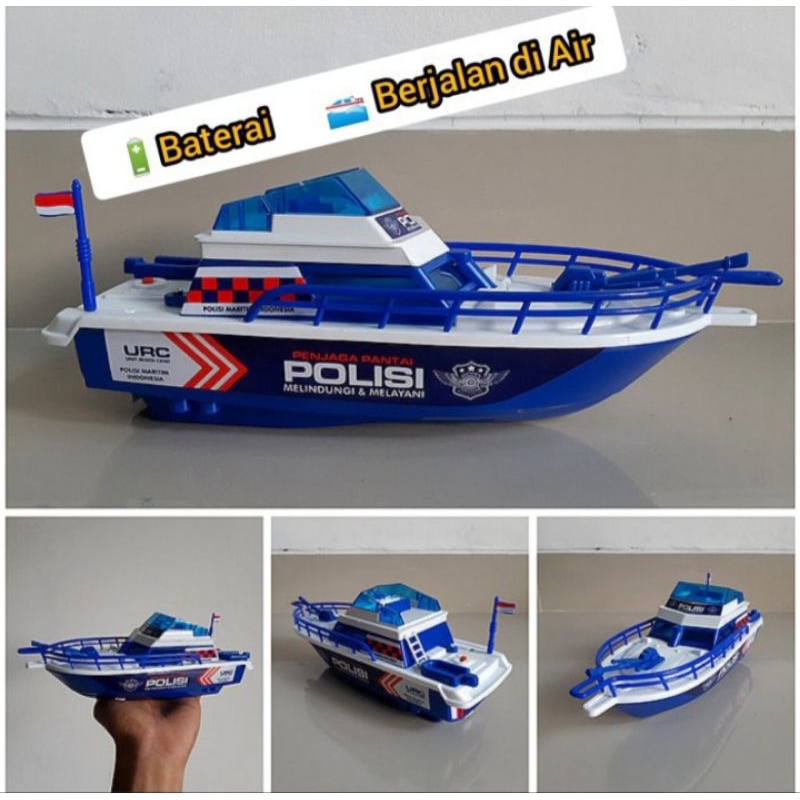 Mainan perahu boat patroli polisi laut - Speed boat batre