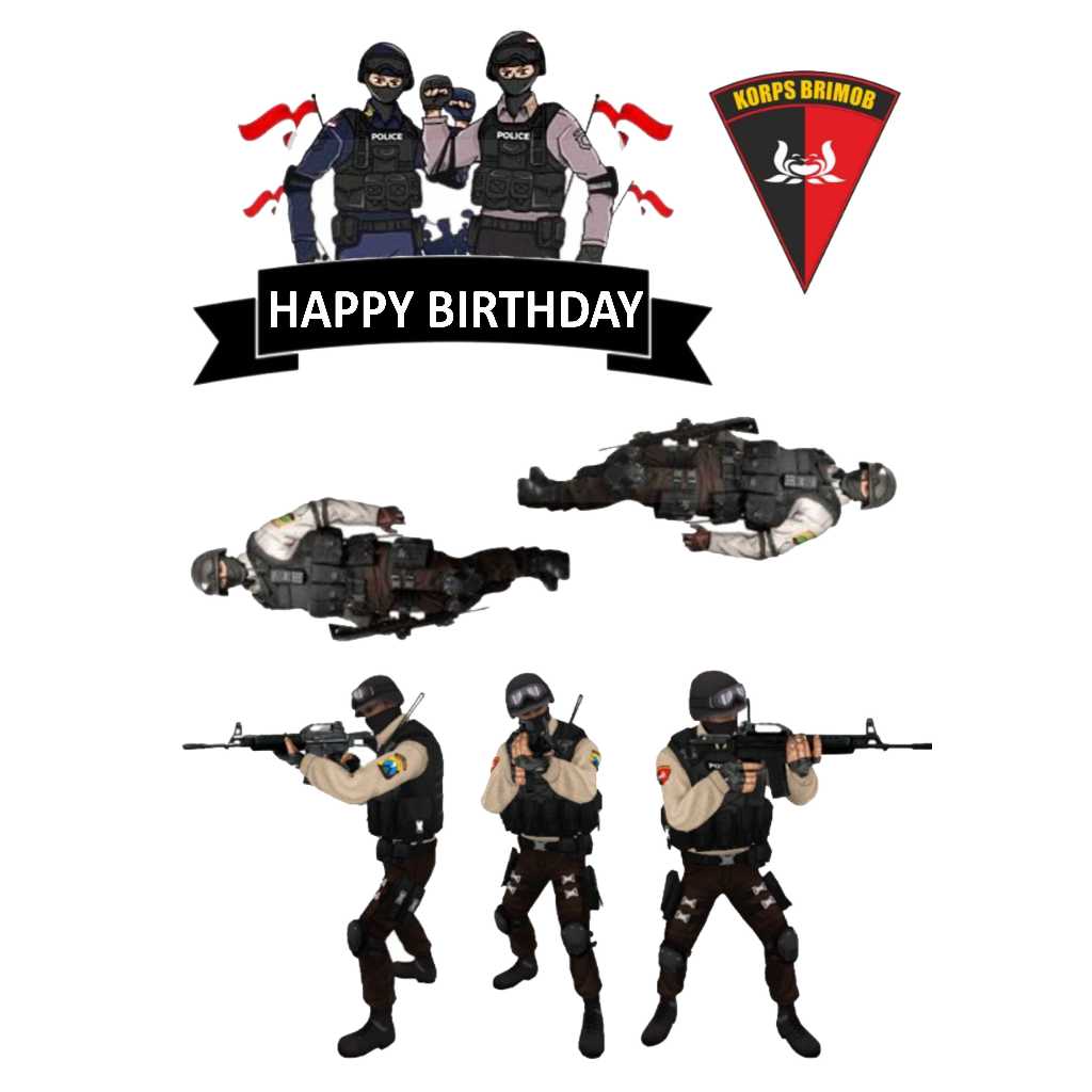 

TOPPER CAKE CUSTOM TOPPER ULANG TAHUN / HIASAN KUE BRIMOB