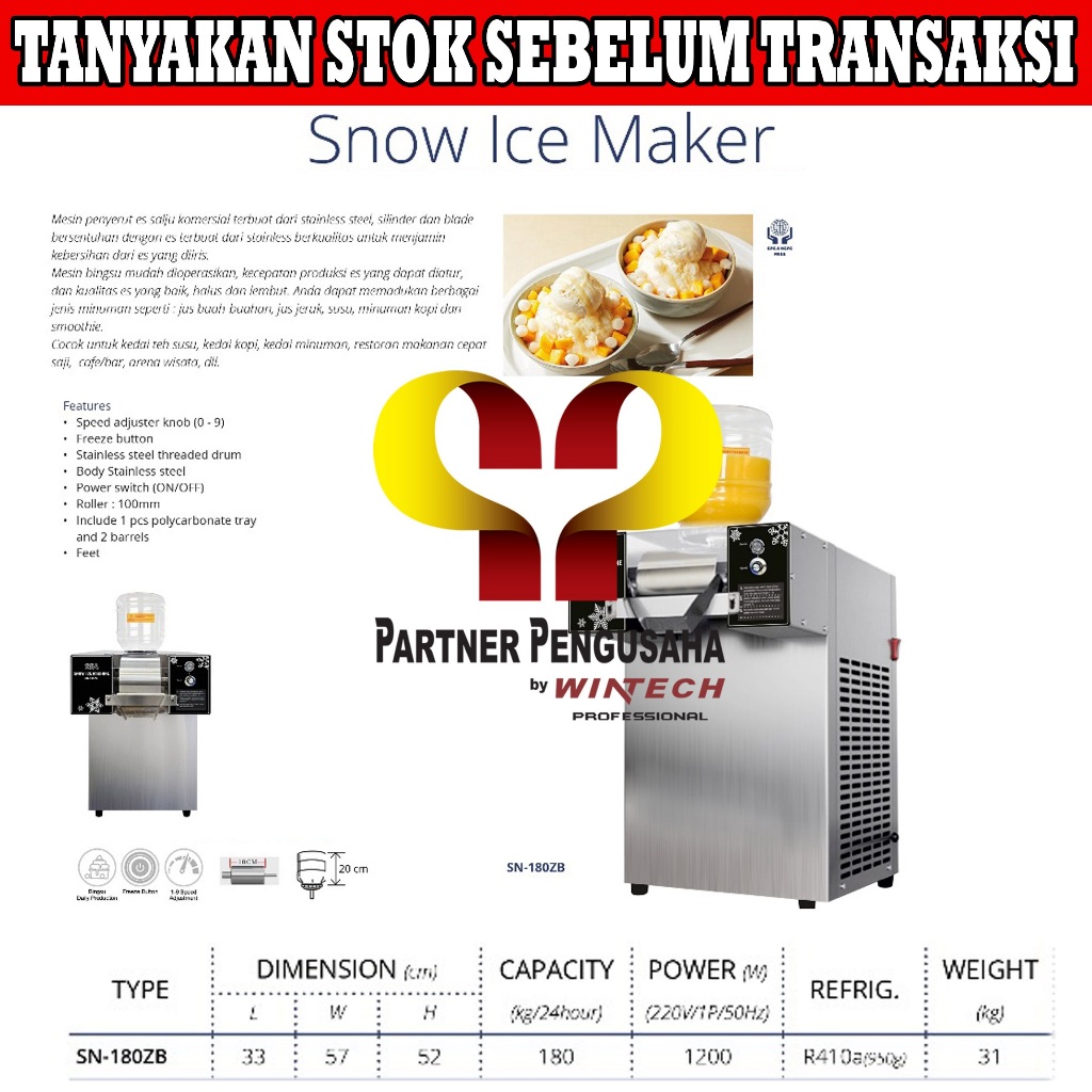 Gea SN-180ZB Snow Ice Maker / Mesin Es Salju Snowflake Bingsu