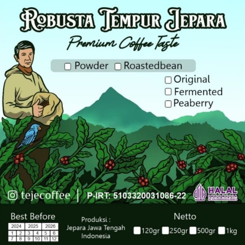 

PROMO ROASTEDBEAN BIJI KOPI SANGRAI ROBUSTA TEMPUR JEPARA JAVA MURIA PETIK MERAH 1KG