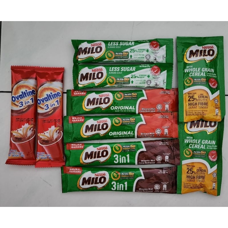 

1 Sacet Milo 3in1, Milo Original, Milo Less Sugar, Milo Cereal, Ovaltine 3in1 Malaysia.