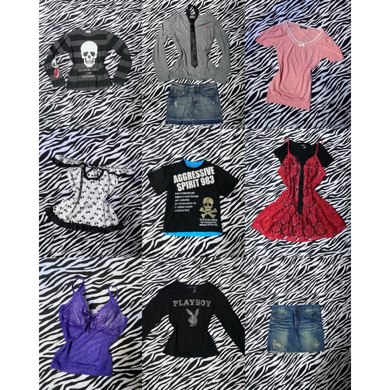 (UPDATE) y2k goth dress coquette top skirt grunge milkmaid pink denim