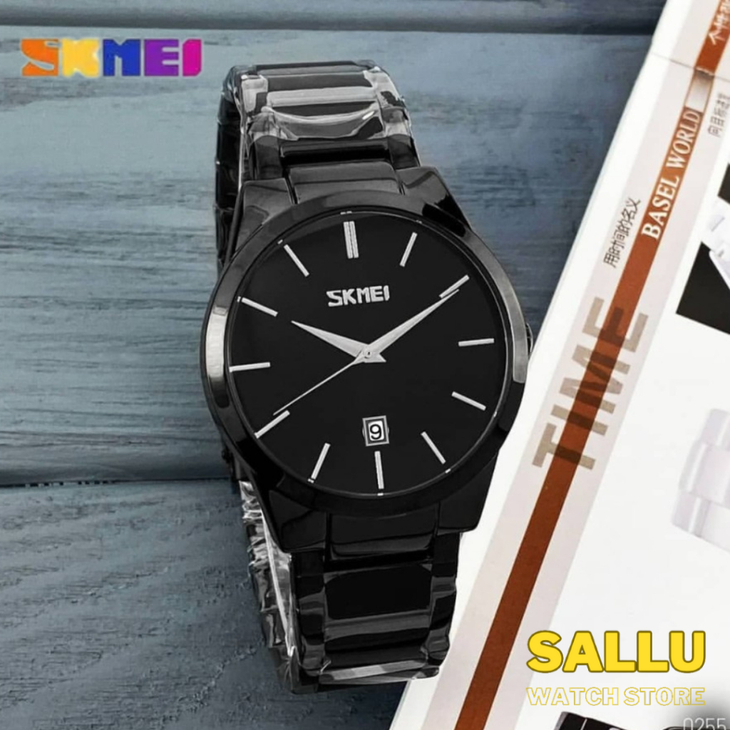 SKMEI 9140 Jam Tangan Pria Rantai Analog Time Kaca Cembung Quart Water Resist √SALLU WATCH