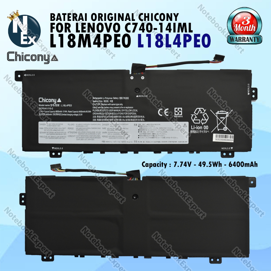 Baterai Chicony for YOGA C740-14IML L18M4PE0 L18L4PE0