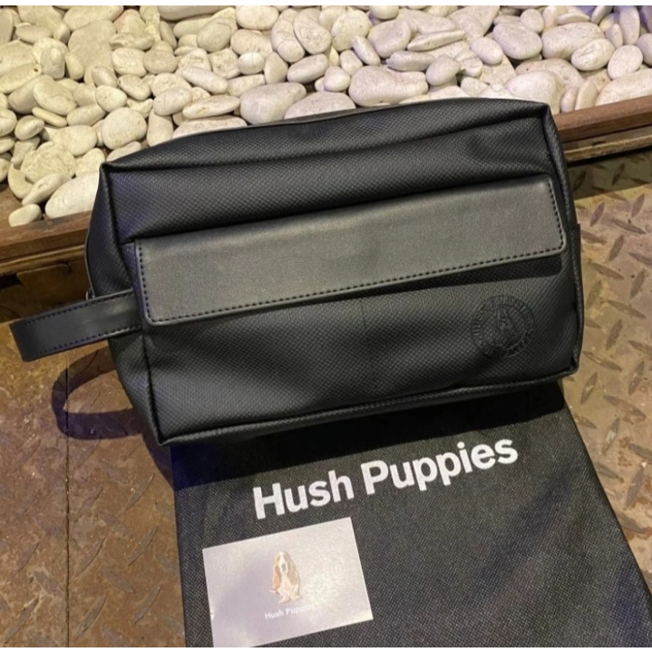 Puoch bag hush puppies logo bawah polos hitam Original Full Tag Free Paperbag hush puppies 22