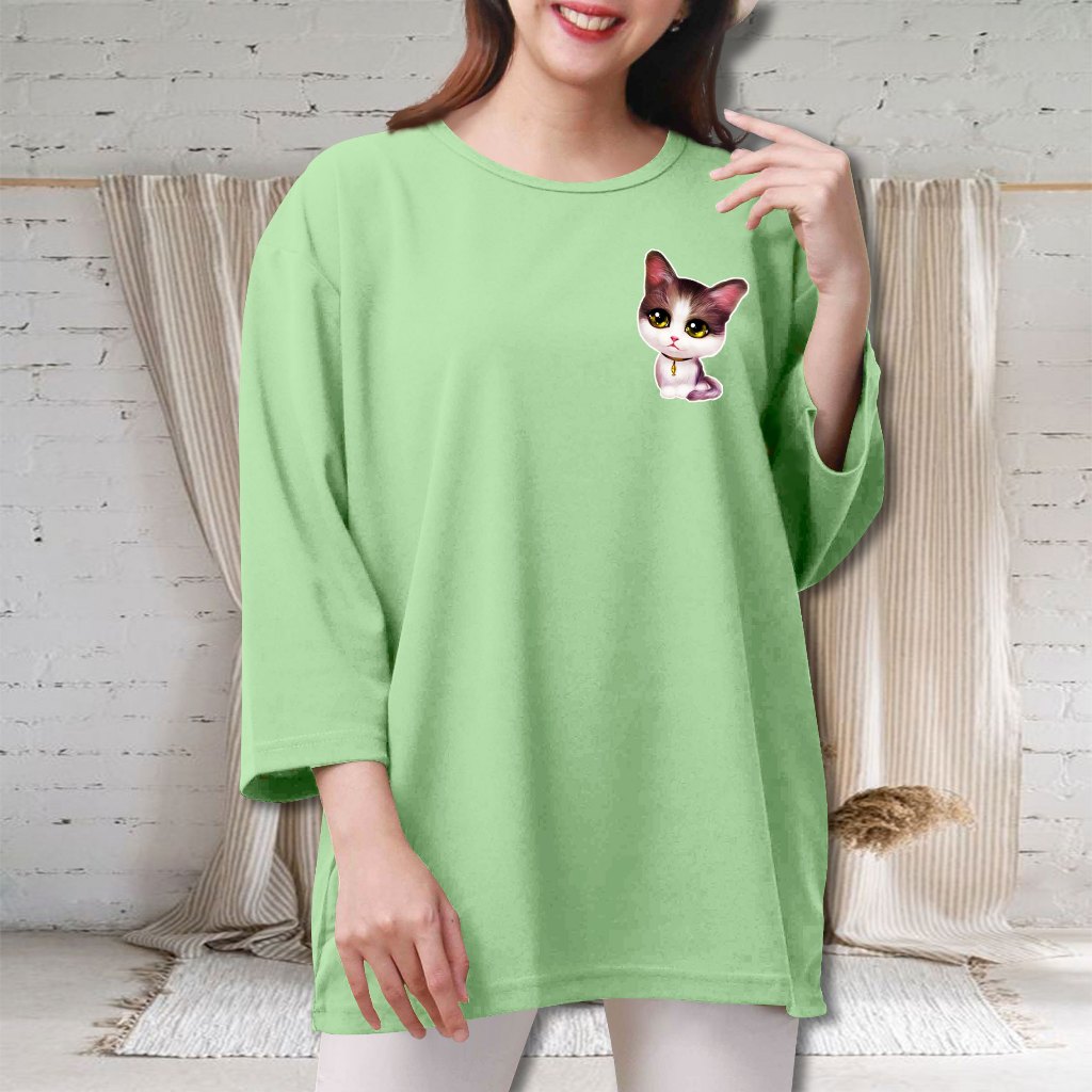 MINI Kaos Baju Atasan Wanita Oversize Lengan 3/4 Cewek ibu ibu Jumbo Fashion Perempuan Cantik Oblong