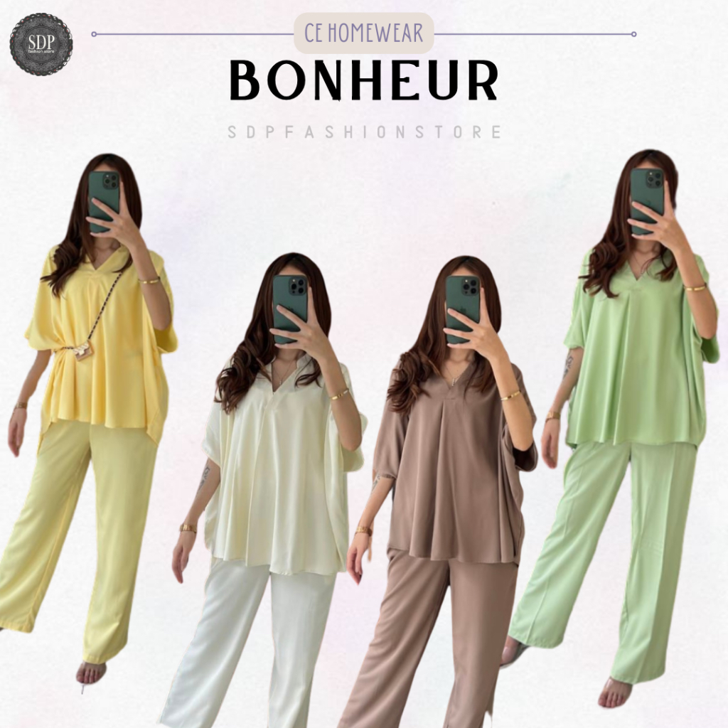 Oneset/ Setelan Bonheur Polos Setelan Wanita (Ce Homewear) Celana Panjang