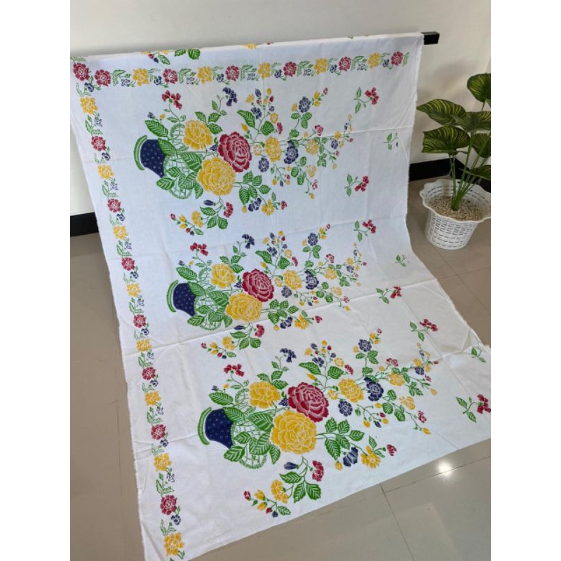 kain batik katun printing motif encim bunga mawar