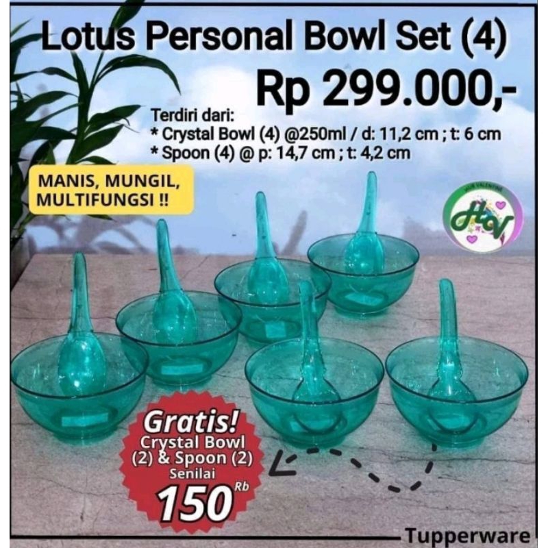 

Tuperware Personal Bowl Set 6pcs Spoon 6pcs wadah saji