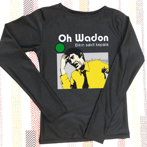 Kaos Tangan Panjang Meme Oh Wadon Funny Oskadon Tshirt 100% Cotton Black Kombed 30s