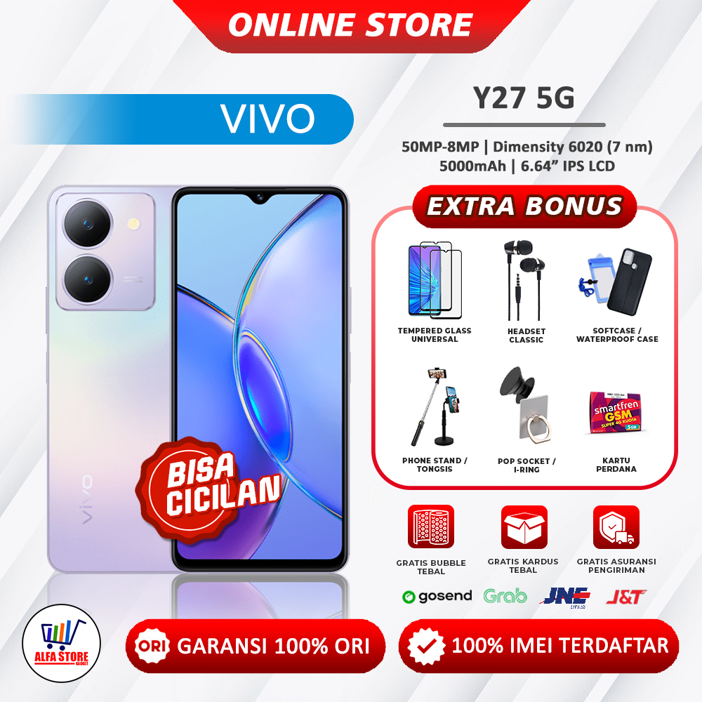 Vivo Y27 5G vivo y27 4G NFC ram 6+6Gb/128Gb vivo y27s NFC ram 8/256Gb ram 8/128Gb Garansi resmi