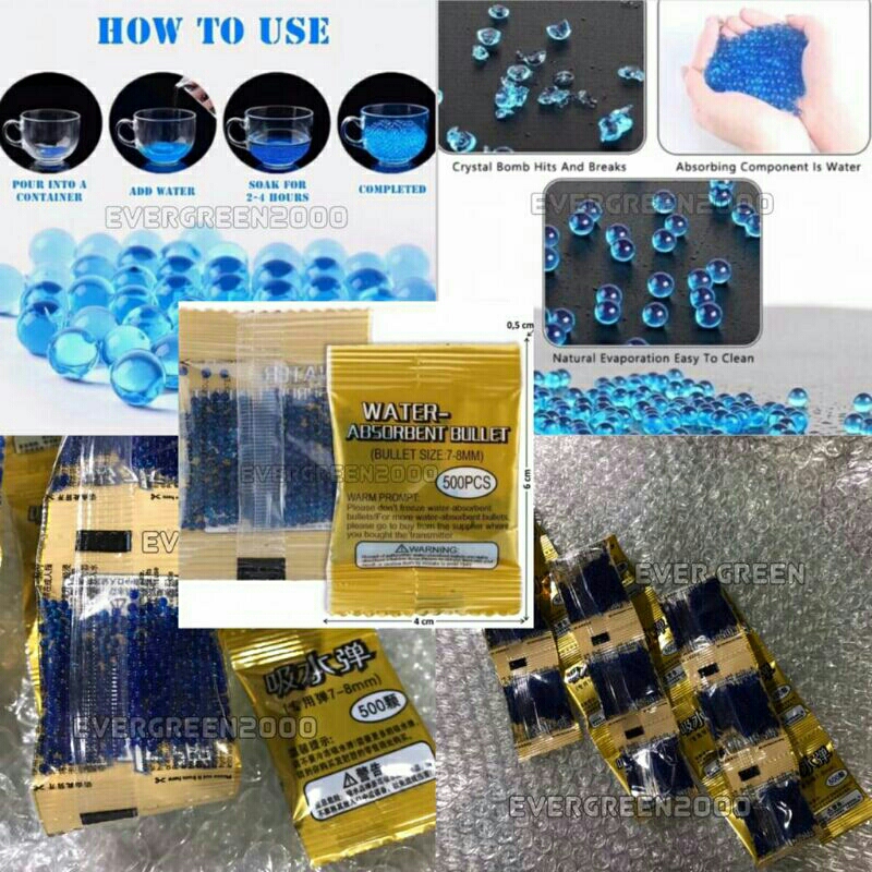 Refill Water Gel Blaster WGB (HARGA 1 SACHET) size 7~8 mm - ideal for all handgun/sniper Gelblaster/