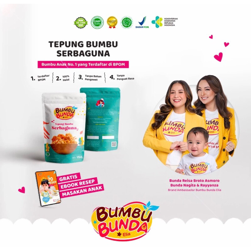 

Bumbu Bunda Elia BPOM Tepung Crispy Non MSG Non Pengawet / Tepung Bumbu Serbaguna Non MSG MPASI
