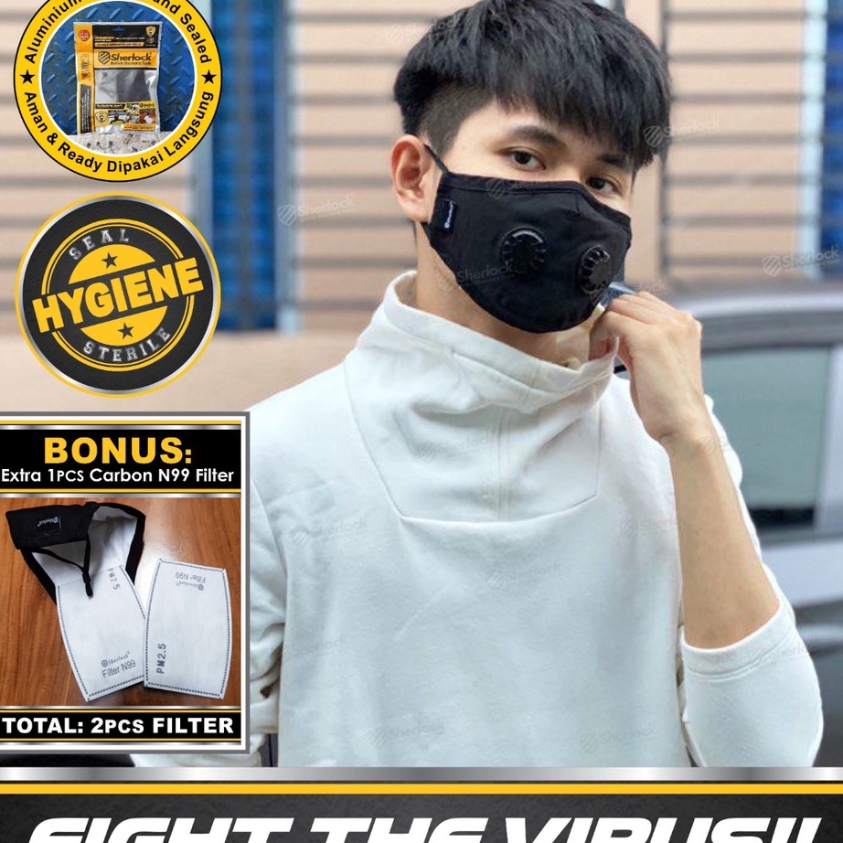 Baru Masker Sherlock N99 Filter Carbon Anti Virus / Polusi.