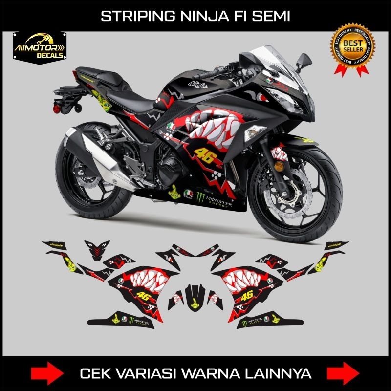 Striping Ninja 250 Fi Lama 2013, 2014, 2015, 2016 / Sticker Semifull Kawasaki Ninja Fi 250 Old / Dec