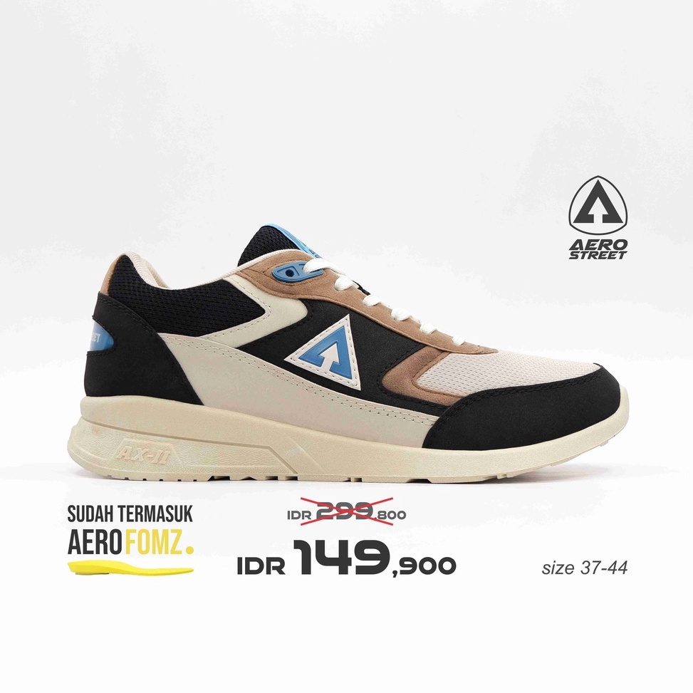 Lariz Aerostreet 37-44 Osaka Krem Biru Hitam - Sepatu Sneakers Sport