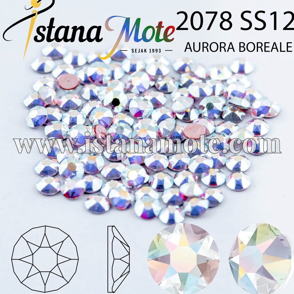 New Stock Flatback Hotfix kristal tempel Swarovski 2078-ss12-AB/GS ASLI ORIGINAL