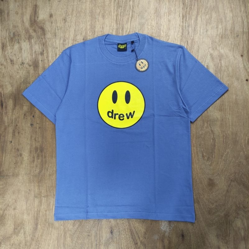 KAOS OVERSIZE DREW HOUSE LOGO SMILE BASIC PRINTED BLUE DNM TEES BESTSELLER