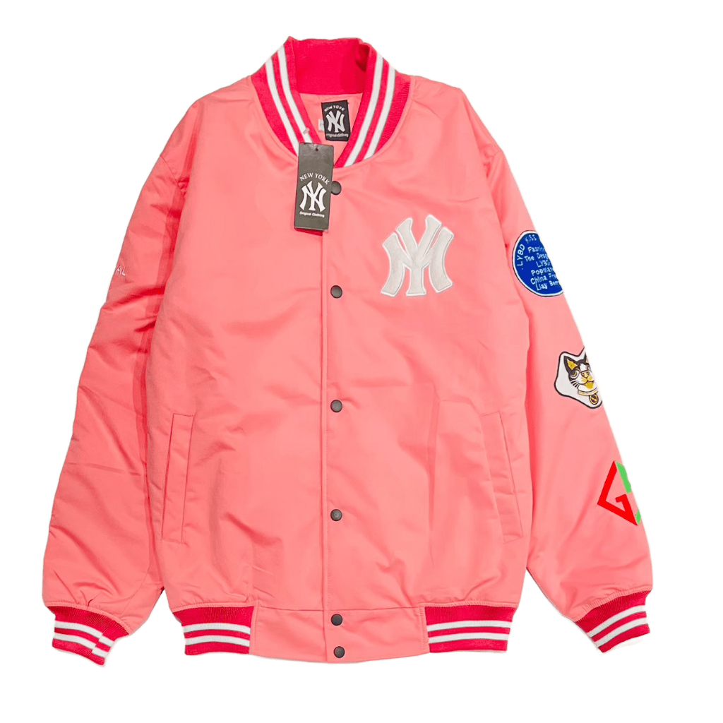 Jacket Varsity Baseball Vintage Pria Wanita Pink STARKID