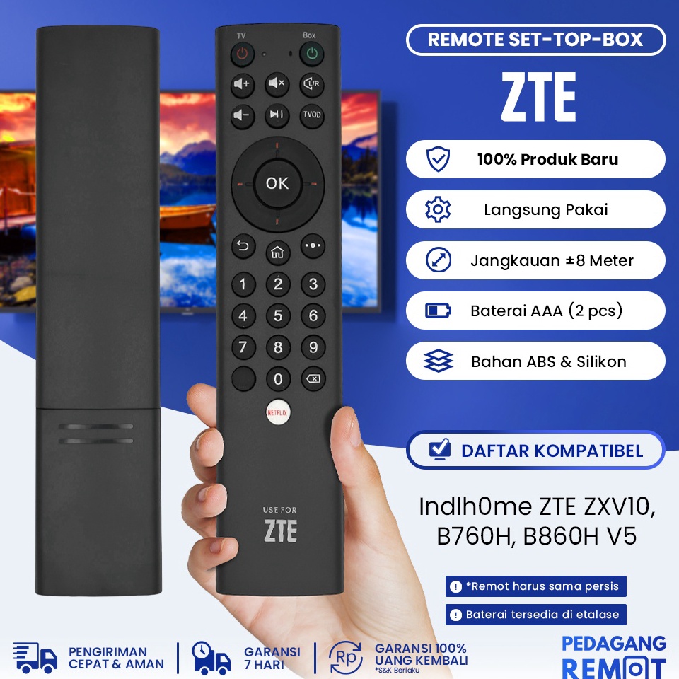 [KODE Y8R5] Remote STB Indihom ZTE ZXV10 B860H-V5 B760H IR Non Voice / Remot Set Top Box Android TV Box ZTE Usee TV B860H