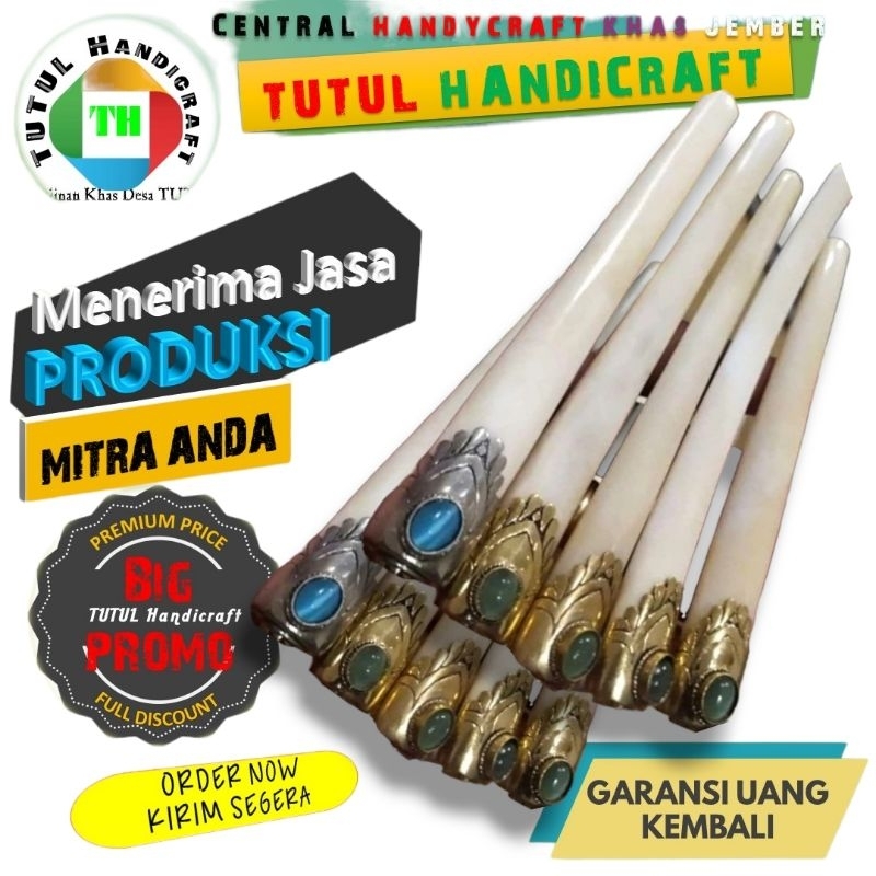 Once Pipa Cangklong TULANG SAPI 14 15 cm  Kwalitas Super Premium Kombinasi Ring Alpaka Motif.Batu