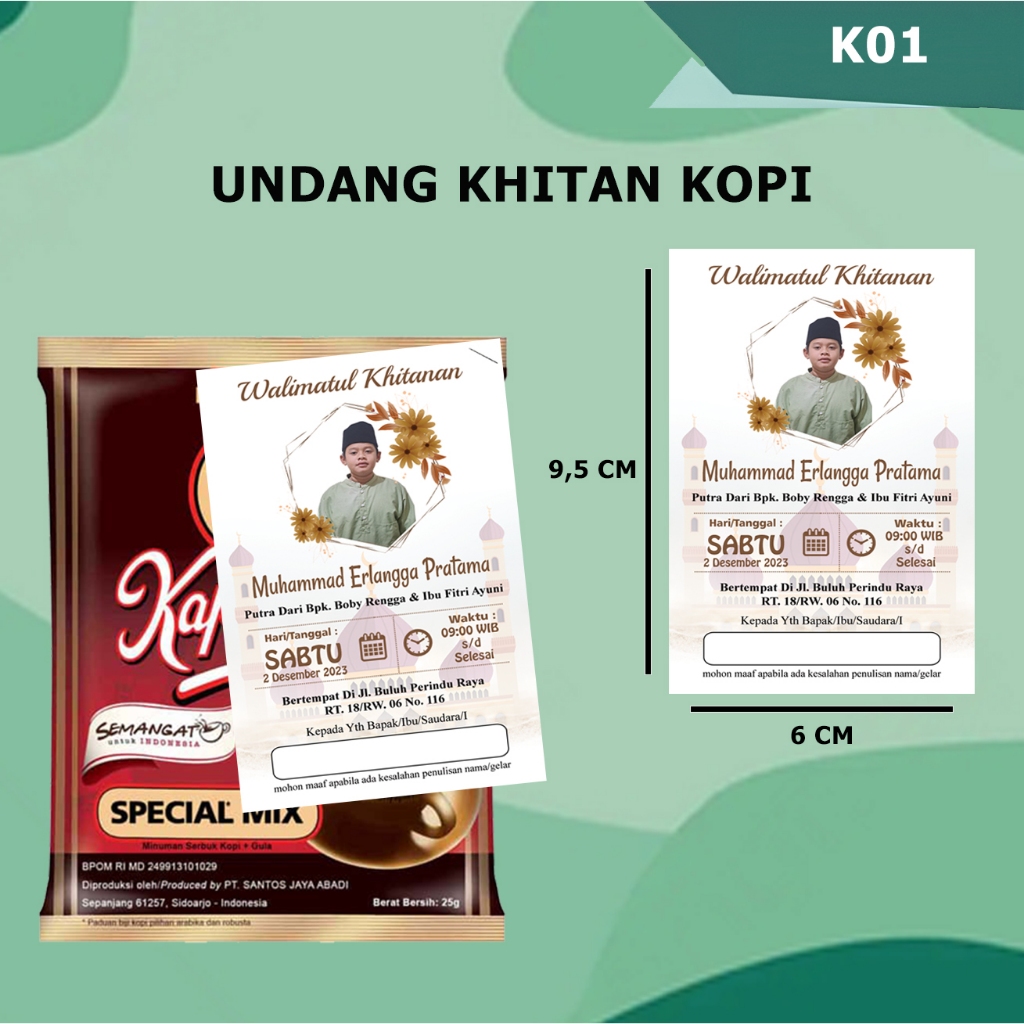 undangan kopi khitan / undangan mini / undangan kopi