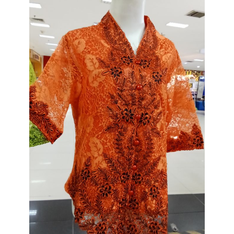 BAJU BROKAT KANCING DEPAN LENGAN 7/8 BAHAN FULL BROKAT MIX BORDIR TEMPEL CANTIK WARNA BABY PINK HIJA
