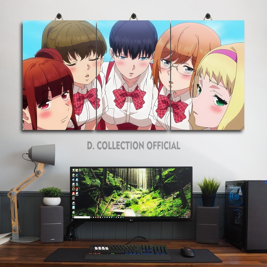 Hiasan Kamar Shuumatsu No Harem 60X30 Multi Panel | Pajangan Ruangan Foto Anime Waifu Mira Suou | Pa