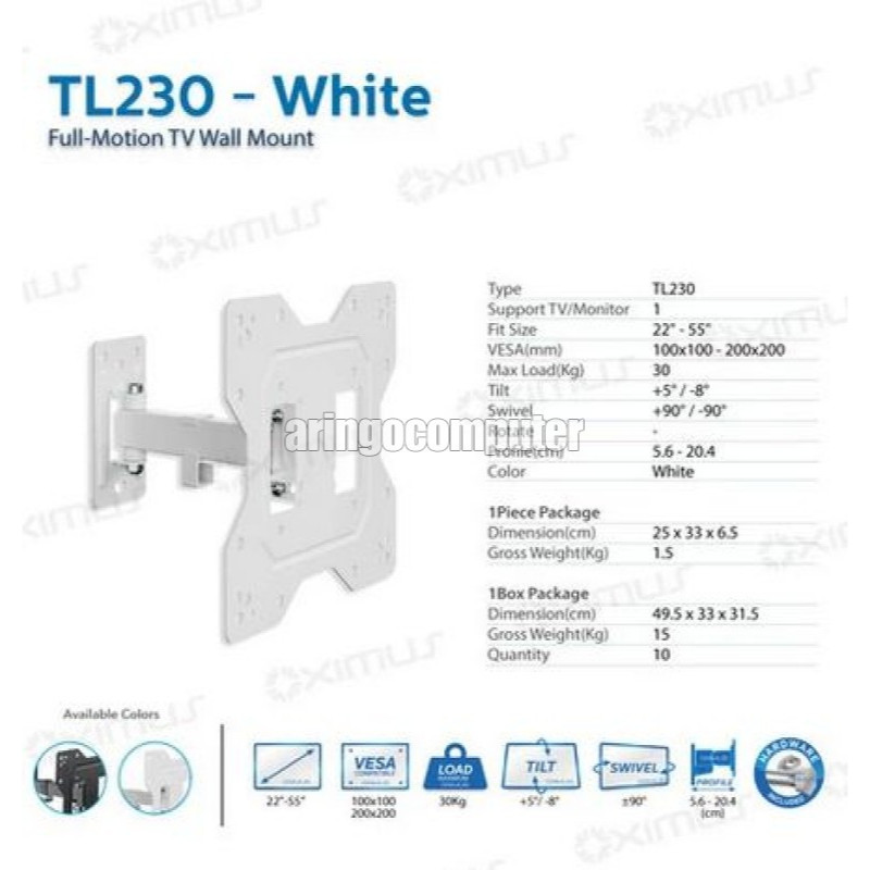 Office Equipment OXIMUS BRACKET TV TL230 WHITE