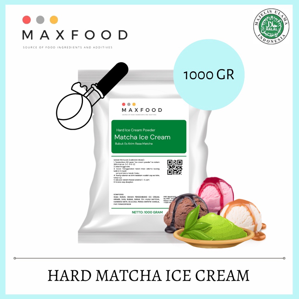 

⚡Cuci gudang⭐ MAXFOOD - Hard Matcha Ice Cream / Bubuk Es Krim Rasa Green Tea 1 Kg