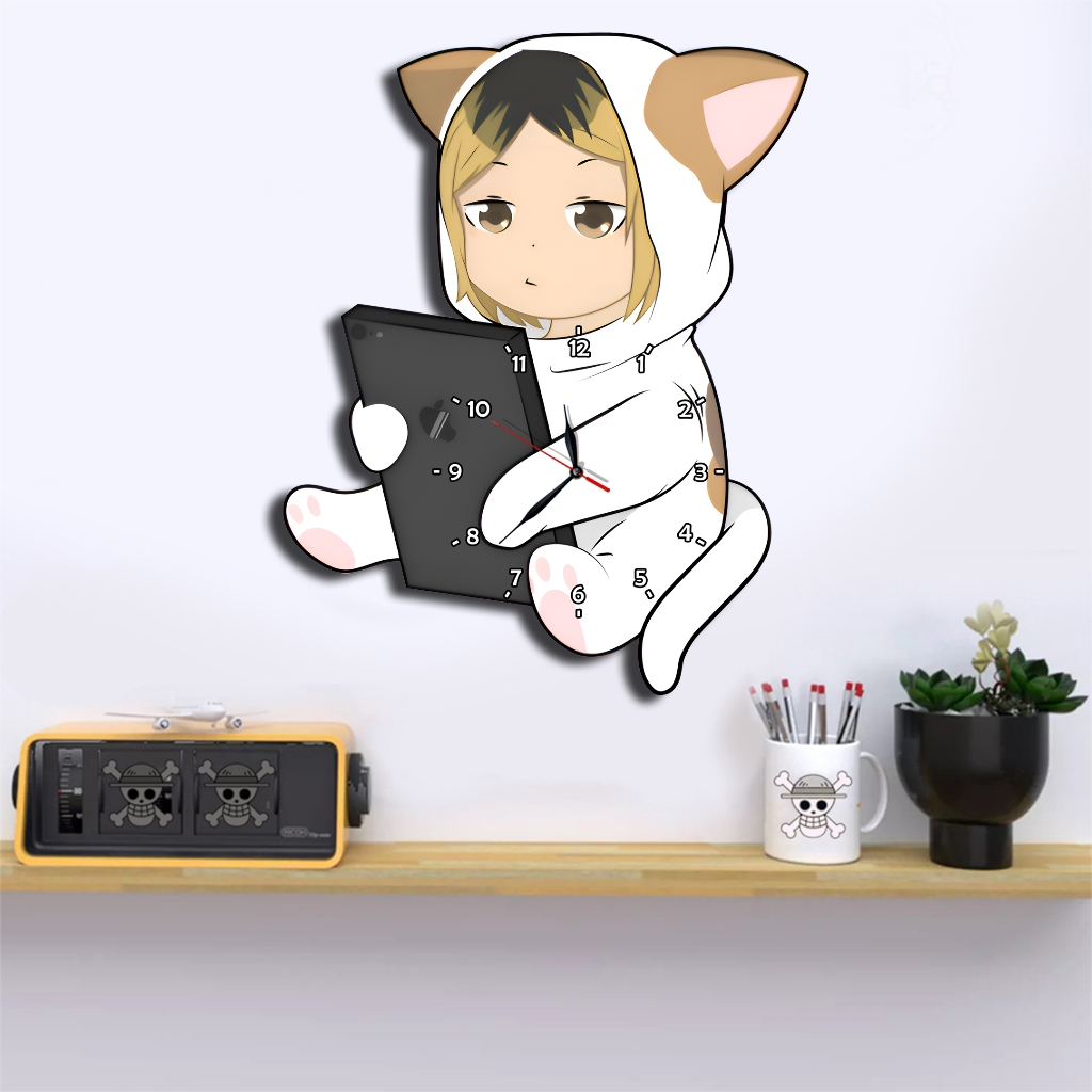 Jam Dinding Pola Unik Design Anime Haikyuu Free Vintage Box + Baterai RajaAnime