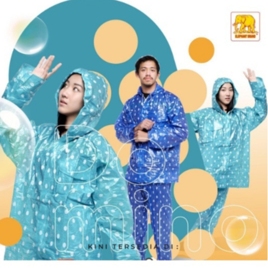 Jas Hujan Jaket Celana Polkadot Domino Elephant
